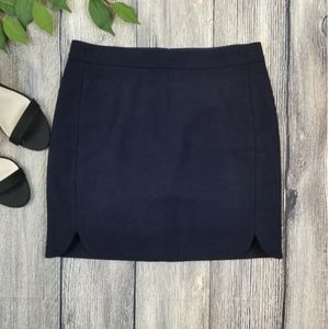 J.CREW Wool Blend Shirtail Navy Mini Skirt